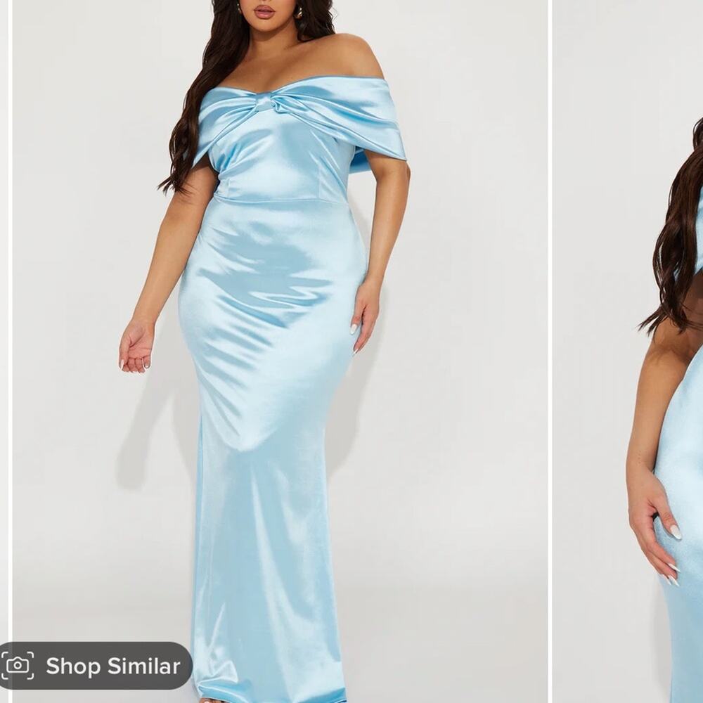 NWT Fashion Nova Simple and Sweet Gown - Light Blue 1X